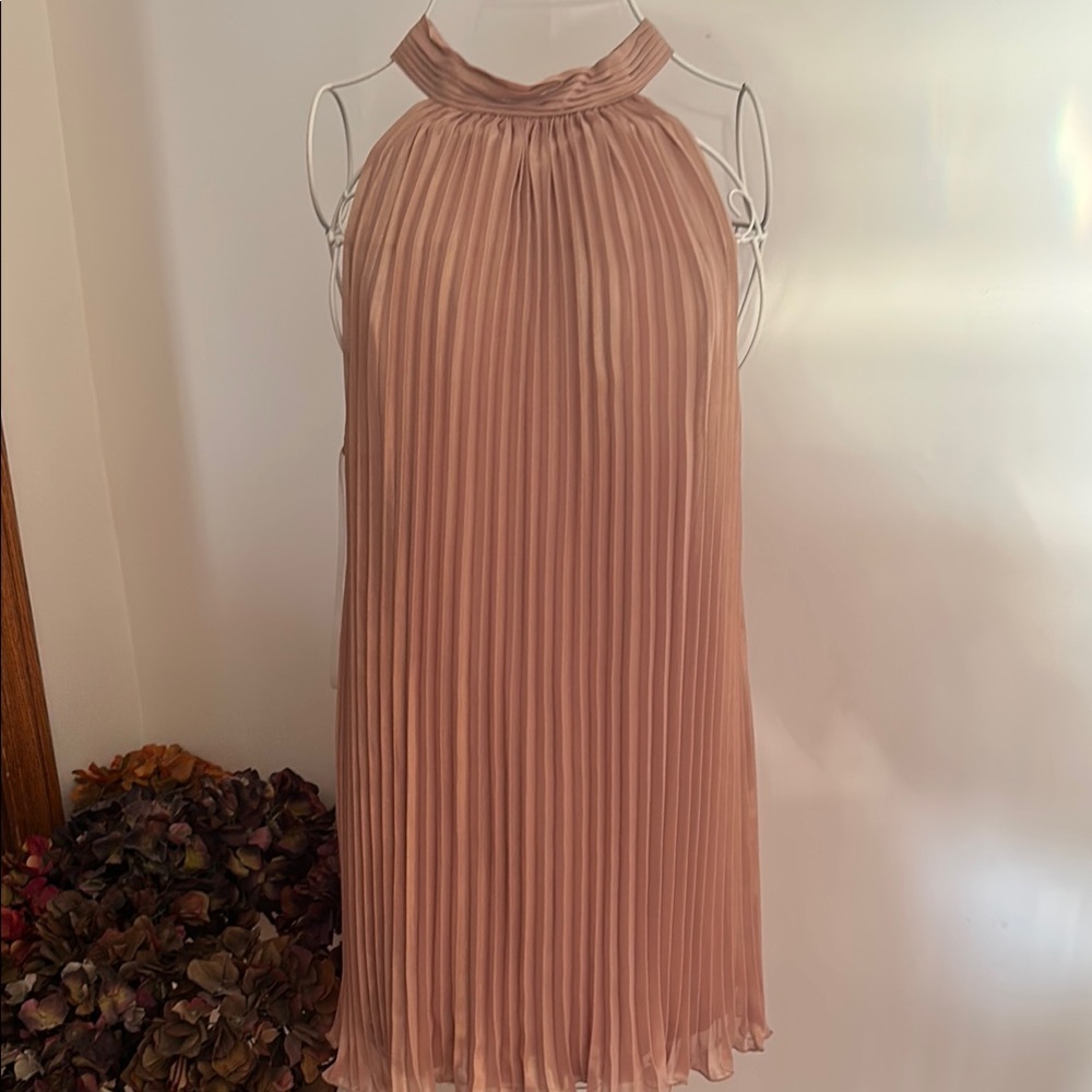 Pleated Halter Top in shimmer blush color NWT